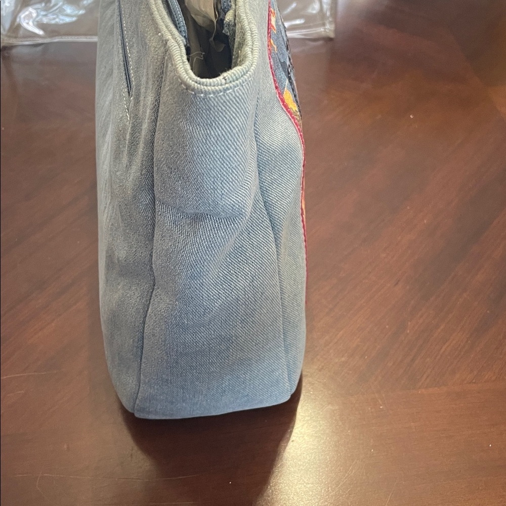 Denim Tote Bag With Sequin Tournament Of Roses Parade Design. View 4